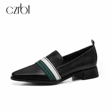 CZRBT/ г. весенне-осенние женские туфли на плоской подошве с острым носком в полоску ручной работы женская обувь без застежки из натуральной кожи для отдыха