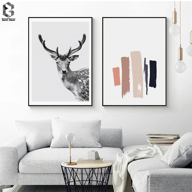 Nordic Canvas Posters And Prints Wall Art Black White Deer Painting Nordic Canvas Posters And Prints Wall Art Black White Deer Painting Pictures For Home Decoration