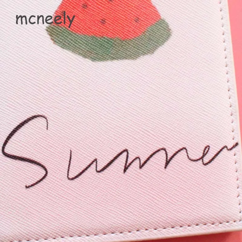 Slices Of Red Girl Heart Watermelon Blocking Print Passport Holder Cover Case Travel Luggage Passport Wallet Card Holder Made With Leather For Men Women Kids Family