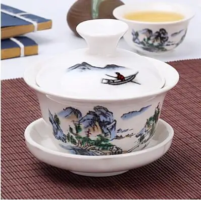 Высокая емкость ручная роспись керамический фарфор Gaiwan китайский чайный набор кунг-фу ручной работы чайная посуда Tureen Sancai чайная чашка пуэр чайник - Цвет: 120ml