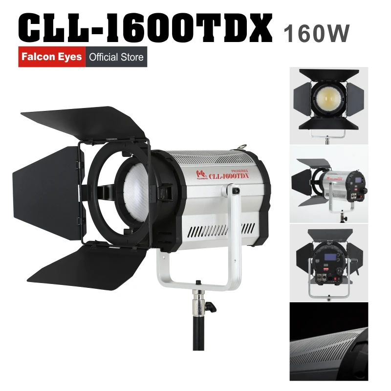 

Falconeyes 160W Fresnel LED Light Color Stepless Adjustable Video Light with DMX512 system Continuous lighting CLL-1600TDX