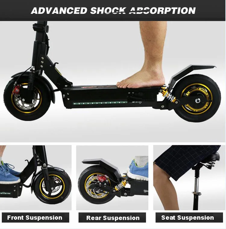 Top 1600W 10 inch Electric Scooter Foldable 2 Wheel Electric Longboard Hoverboard Skateboard Off Road Electric Wheel for Adult 48V 25