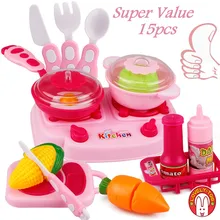 15 шт. игрушечная кухня для резки фруктов Растительные оластические горшки пищевая сковорода игрушка для ролевых игр Набор для еды для девочек