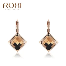 ROXI женские серьги Шампань розовое золото orecchini donn большие хрустальные серьги-гвоздики модные ювелирные украшения aretes Прямая поставка