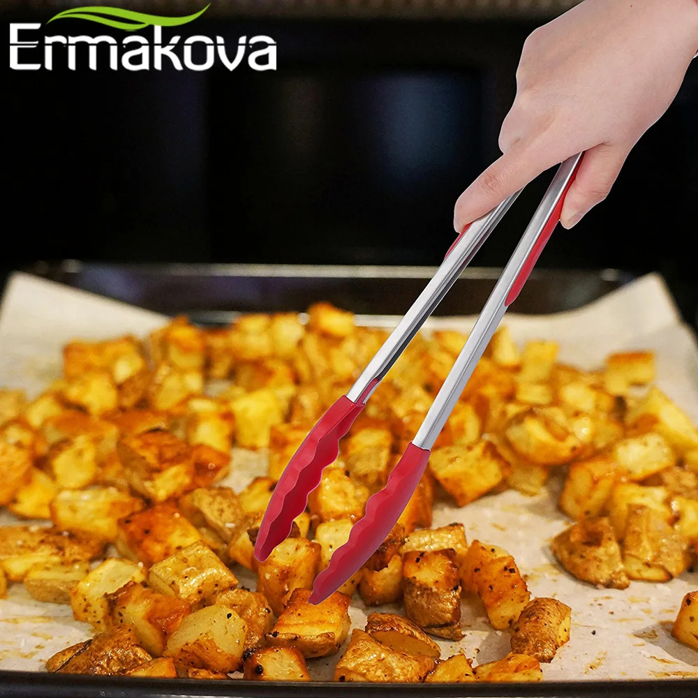 ERMAKOVA 2 шт./компл. 9 дюймовые и 12 красные кухонные щипцы из нержавеющей стали