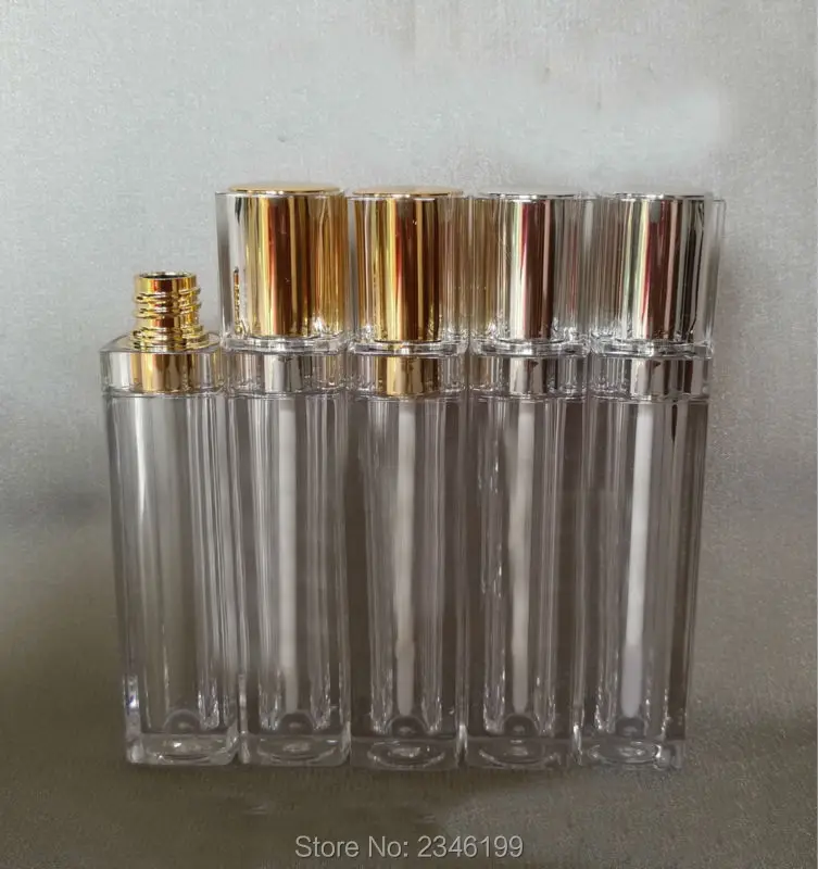 

8ML 40pcs/lot Square Shape Lip Gloss Tube with Silver/Gold Cap Lipstick Packaging Bottle, Empty Lip Balm High Quality Container