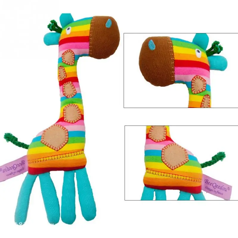 Baby Rattle Ring Bell Rainbow Color Cute Early Educational Toy Soft