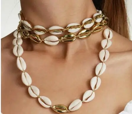 

Mode Natuur Zee Shell en Zinklegering Charm Ketting Beige Koord Goud Kleur Hand Sieraden Ketting Armband voor vrouwen Sieraden A