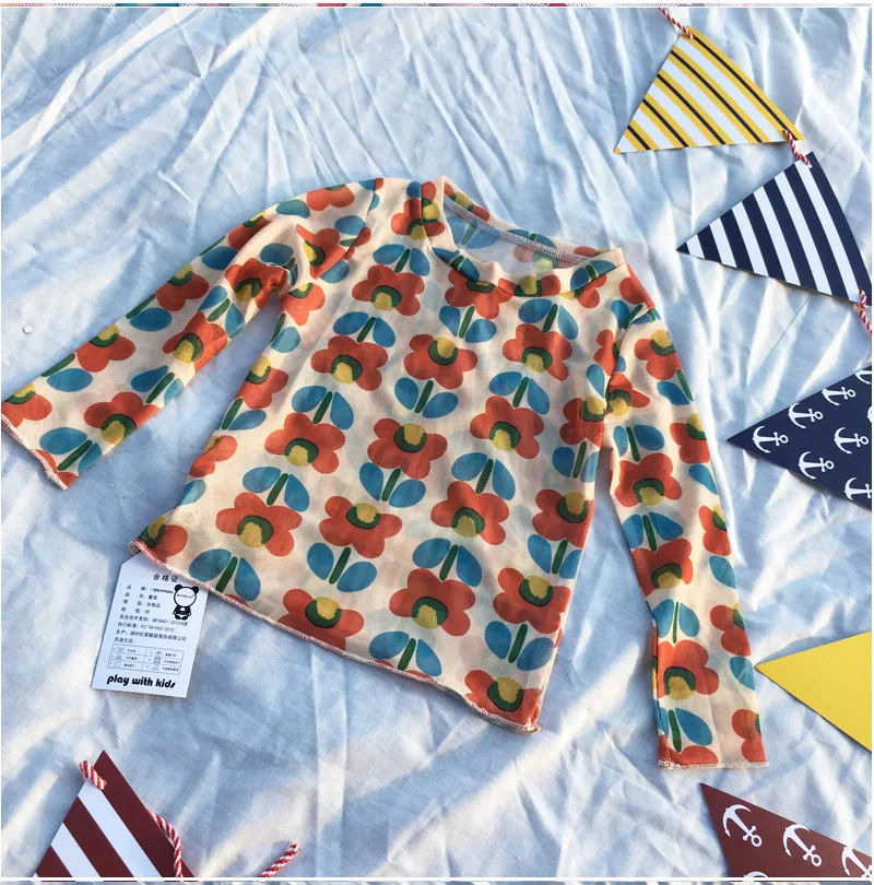 2019 Summer Fashion Thin Sun protection Mother Daughter Long Sleeve Floral T-shirt Family Matching Clothes Mommy and Me Clothes