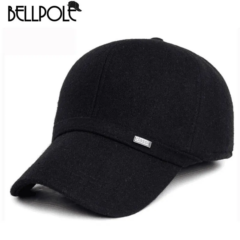 Winter Baseball Cap Men 2016 Simple Stylish Wool Warm Dad Hat With Ear