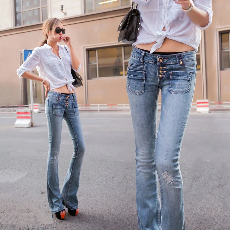 destroyed flare jeans
