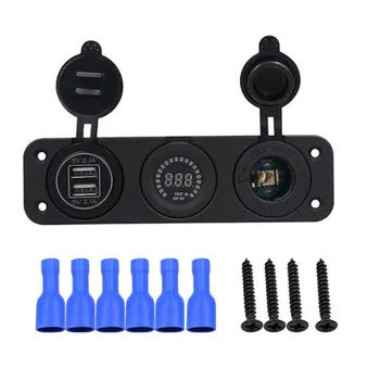 

12V/24V Cigarette Lighter Socket led Digital Voltmeter Dual USB for ATV RV SUV ship yacht
