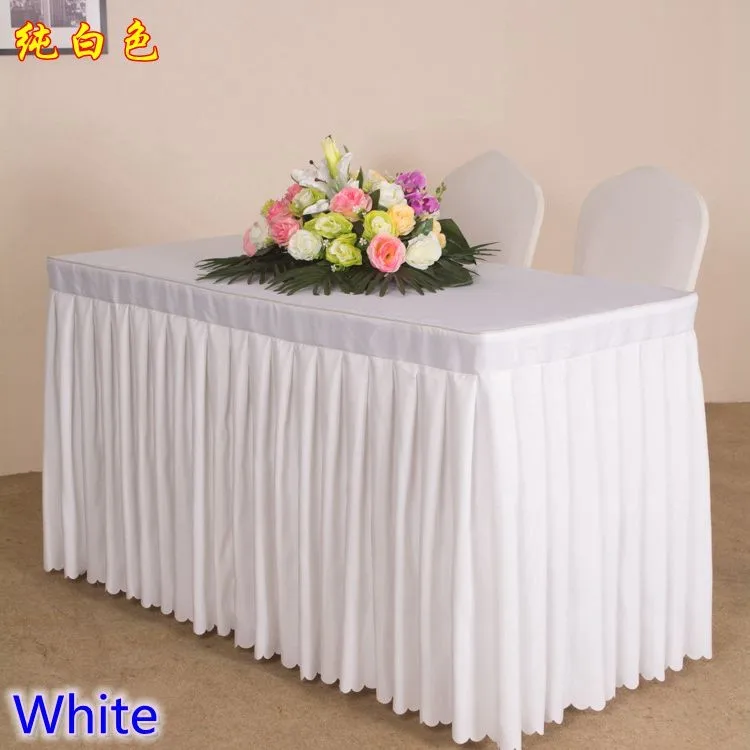 20 цветов, покрытие стола с юбка swag со складками из вместе свадебный отель украшение стола юбка для стола