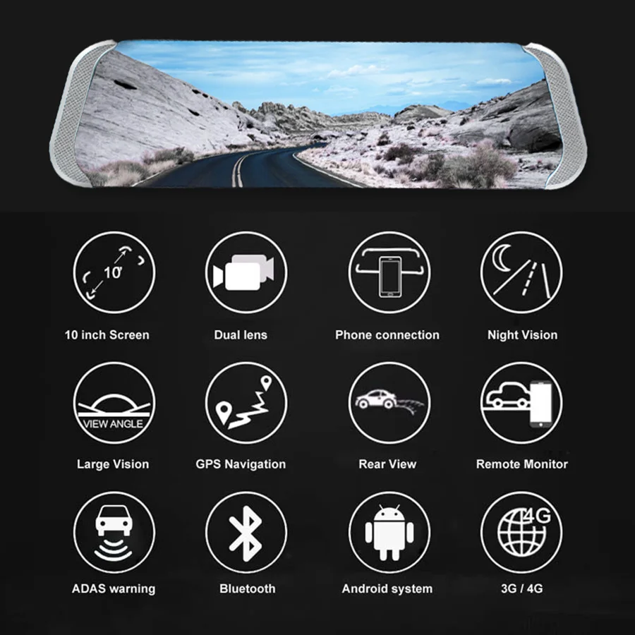 Автомобильный видеорегистратор TOPSOURCE с двумя объективами 3G/4G Android