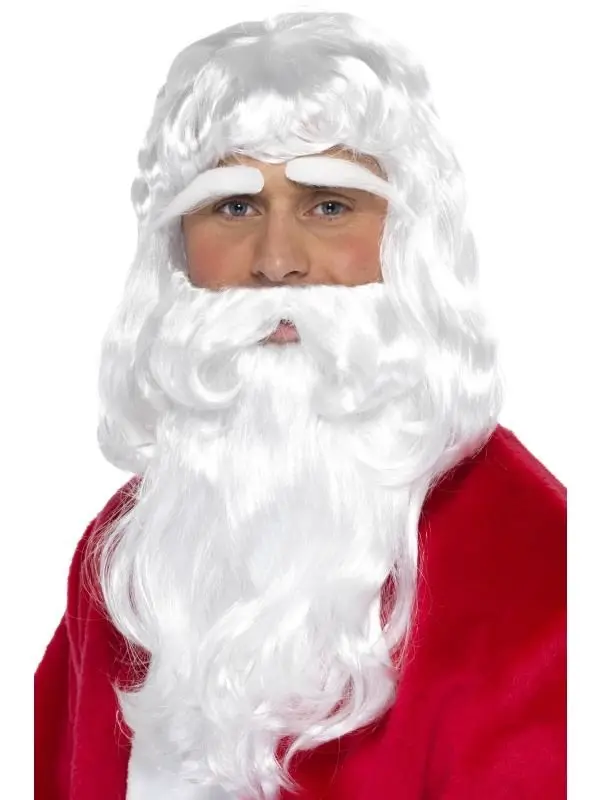 

HOT sell Free Shipping  Santa Claus Father Christmas Santa Set Long White Beard Wig & Eyebrows
