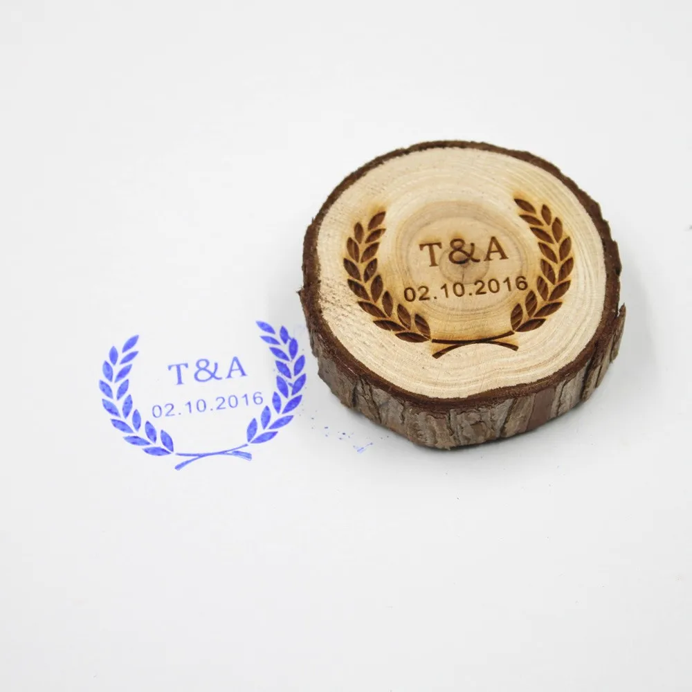 Wedding Invitation Stamp Custom Custom Wedding Invitation Stamp Woodgrain Heart W3
