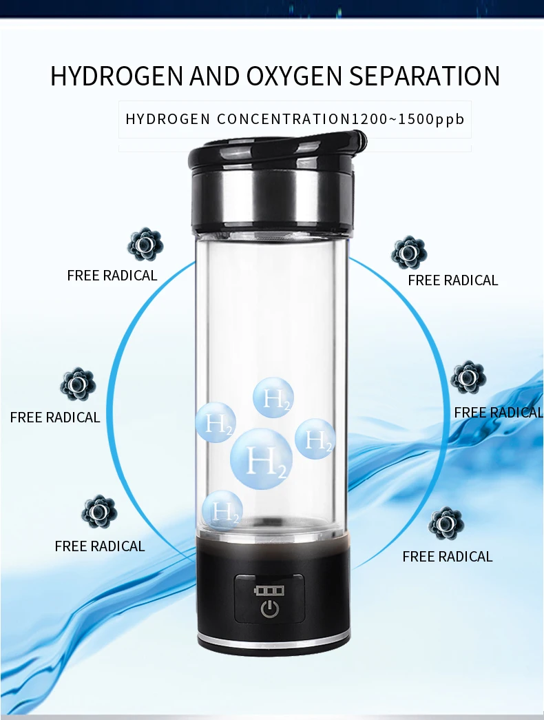 SPE/PEM богатый водородный водонагреватель электролиз Щелочная водородная антиоксидантная антивозрастной ионизатор воды «Умная» бутылка 350 мл