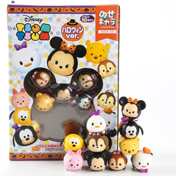 

10pcs/lot Tsum Colours Mickey Minnie Christmas Style Piles Of Music Pvc Stacker Paternity Toys Christmas Gift With Retial Box