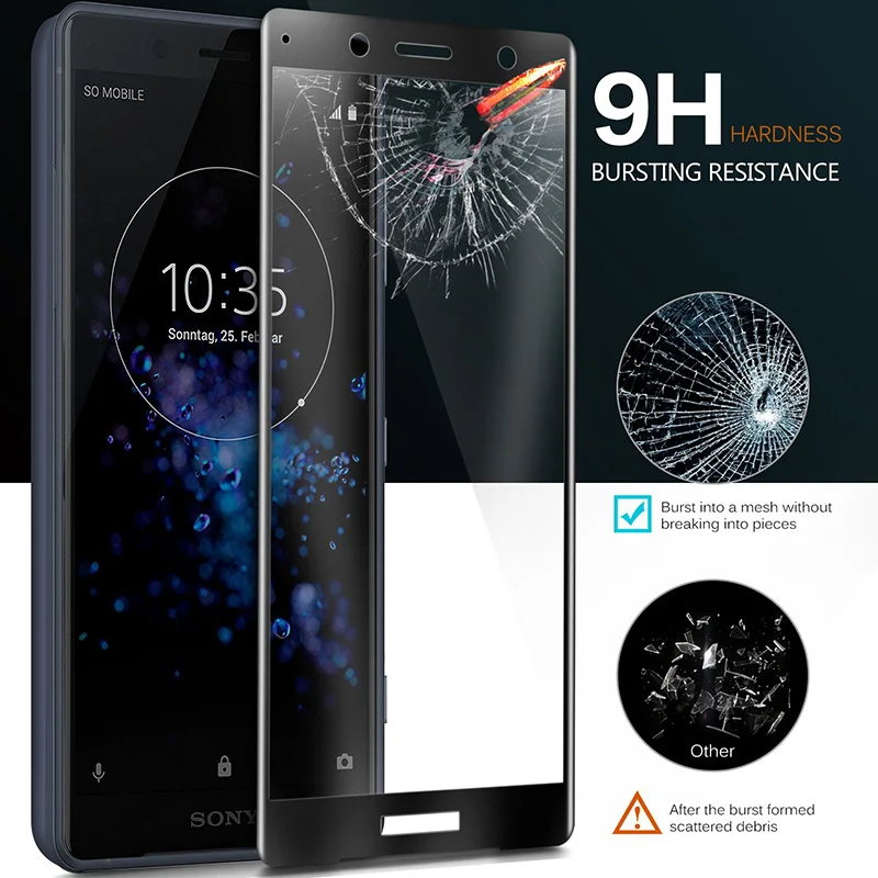 2.5D полное покрытие для Sony Xperia XA1 XA2 XA3 Защитная стеклянная пленка экрана стекло HD