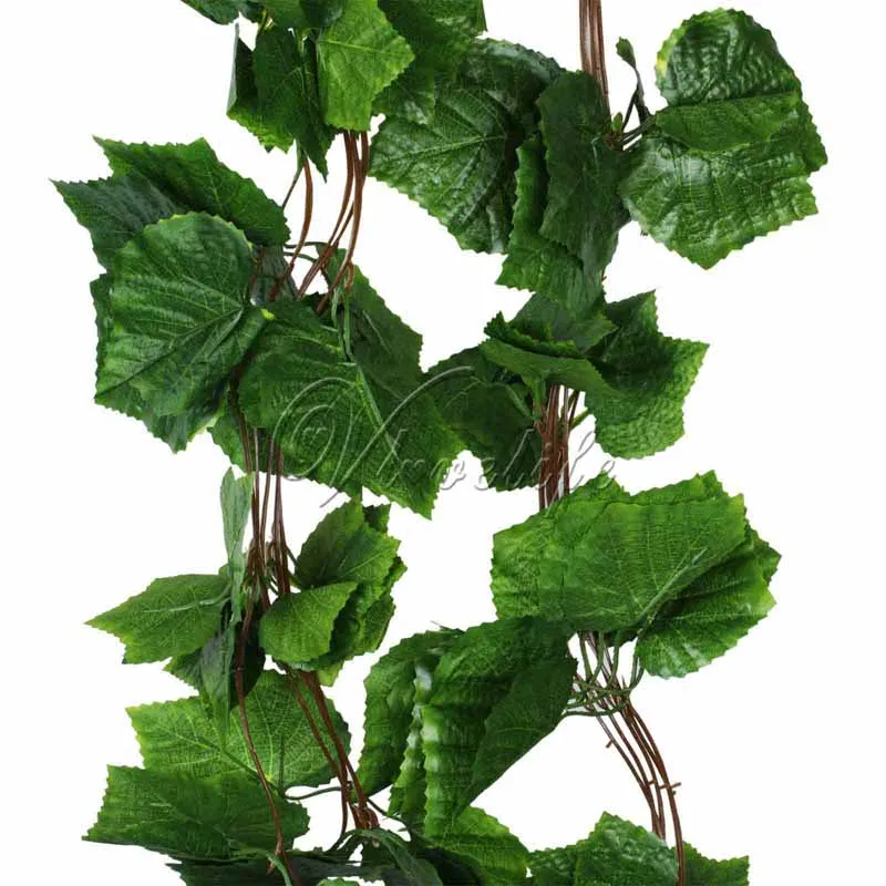 

10pcs/lot Artificial Big Leaf Grape Ivy Leaf Garland Plants Vine Fake Foliage Flowers Wedding Home decorations 7.5 feet