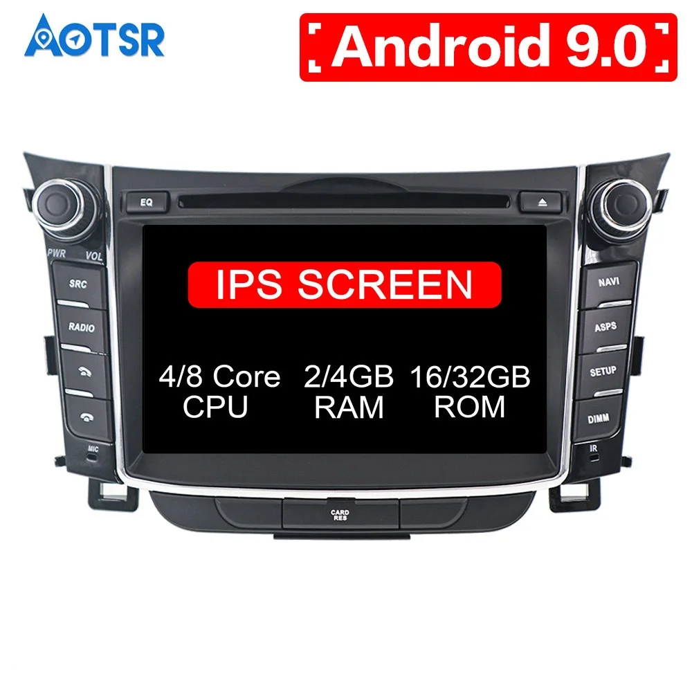 Sale Android 9.0 4+64GB Car Stereo DVD Player GPS Glonass Navigation For Hyundai I30 Elantra GT 2012+ Video Multimedia Radio headunit 0