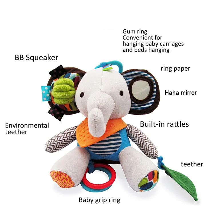 baby rattles 0-2years hanging toys for newborn boy girl infant toddler rattle bibi teether mirror grip ring cat elephant Fox