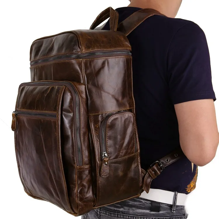 

Augus Cow Leather Multifunction Shoulder Bag For Teenager Unique Designer Backpack Presentable Laptop Bag 7202C