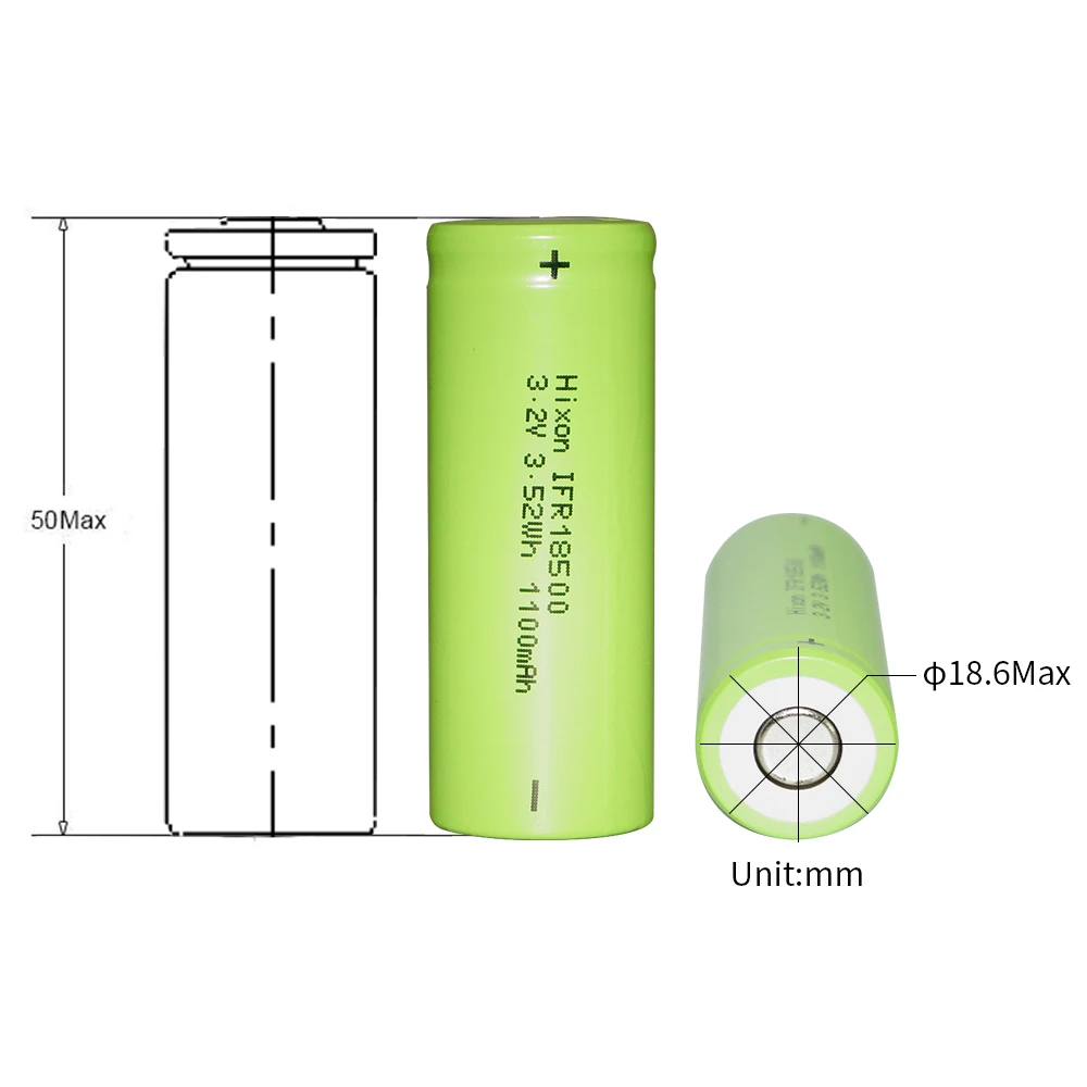 4 шт 1100mAh Akku Zelle IFR18500 LiFePo4 3,2V аккумуляторная батарея с сертификацией UN und UL