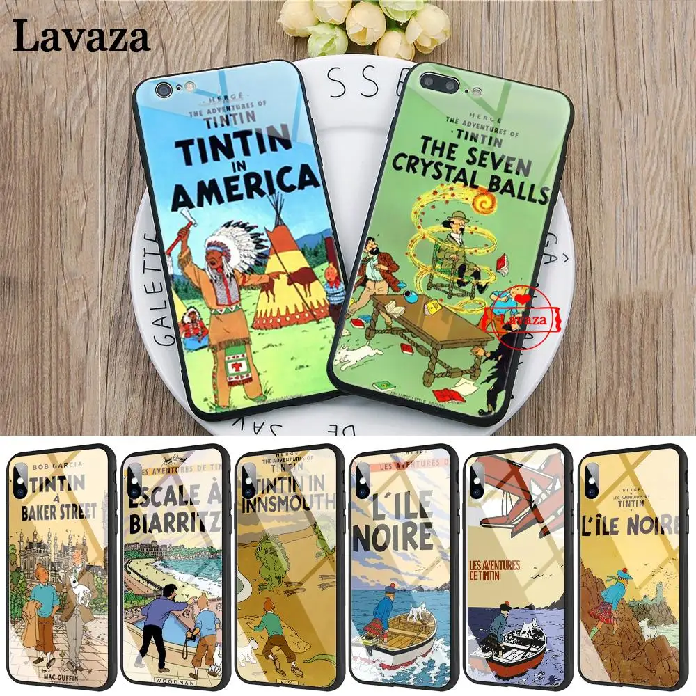 

Lavaza the Adventures of Tintin Colorful Glass Phone Case for Apple iPhone 11 Pro XR X XS Max 6 6S 7 8 Plus 5 5S SE