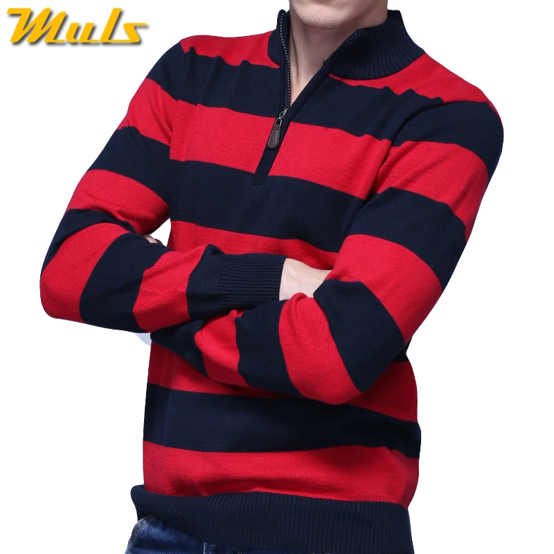 3Colors Muls Brand Striped Sweater Men Winter Cotton