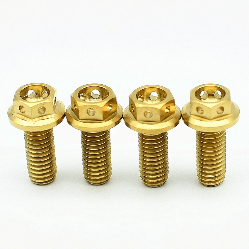 

Titanium bolts M6 10-50mm DIY MTB Ti /Gold/ Muticolor Hollow Flange Head Outer Hexagon Ti screws Ti fastener pack of 4pieces