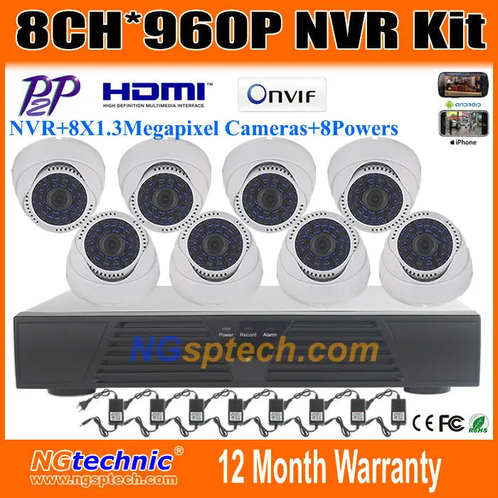 

Free shipping! 8CH IP camera recorder P2P ONVIF 2.0 HDMI motion detect NVR 1.0MP 960P 8pcs CCTV Security Waterproof IP Camera