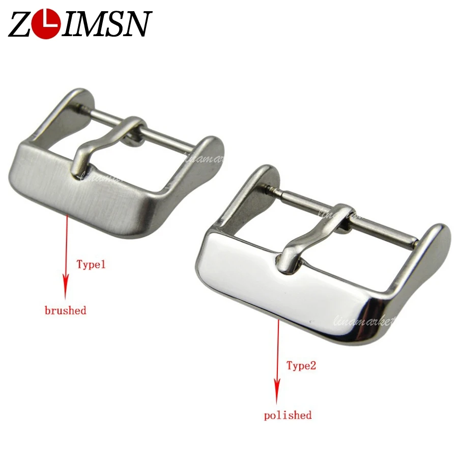 ZLIMSN 5pcs Polished Brushed Metal Buckle Stainless Steel Buckles Watch