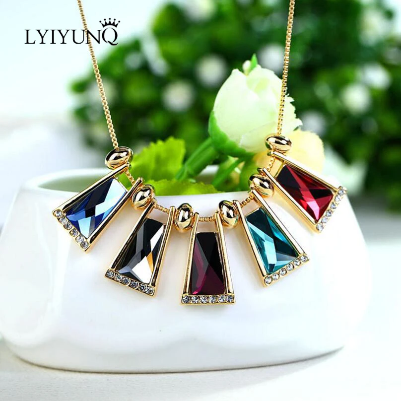 LYIYUNQ Hyperbole Geometric Necklaces For Women Classic Gold Color Fine