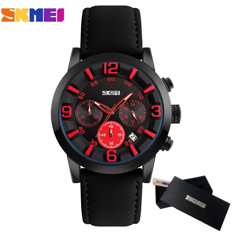 

Top Luxury Brand SKMEI Men Watches Men's Quartz Analog Clock Fashion Leather date Clock Man Sports Army Military Wrist Watch