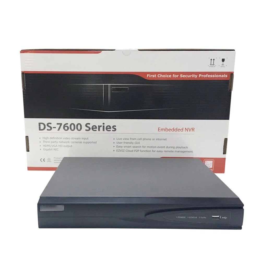 Hikvision 4-канальная система видеонаблюдения 4CH NVR POE DS-7604NI-K1/4 P 1SATA 4 POE порта HDMI и VGA встроенный Plug& Play видеомагнитофон