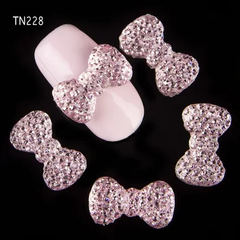 

10 Pcs/Pack 6 Colors Glitter Bow 3D Alloy Nail Art DIY Beauty Studs Decorations Charms Rhinestones For Nails TN224-TN229