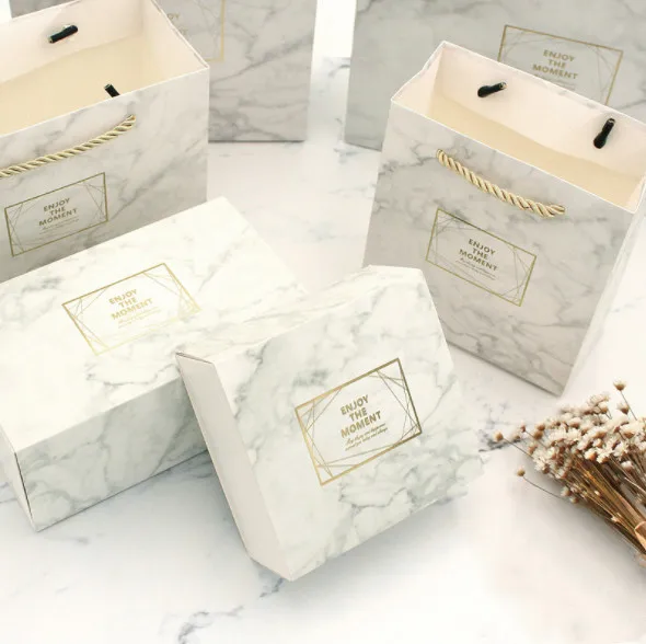 

Small Box Marble Color Vintage Wedding Candy Box Gift Bag Kraft Paper Gift Box Chocolate Boxes Cookies Bag Women's Bag Gift Bags