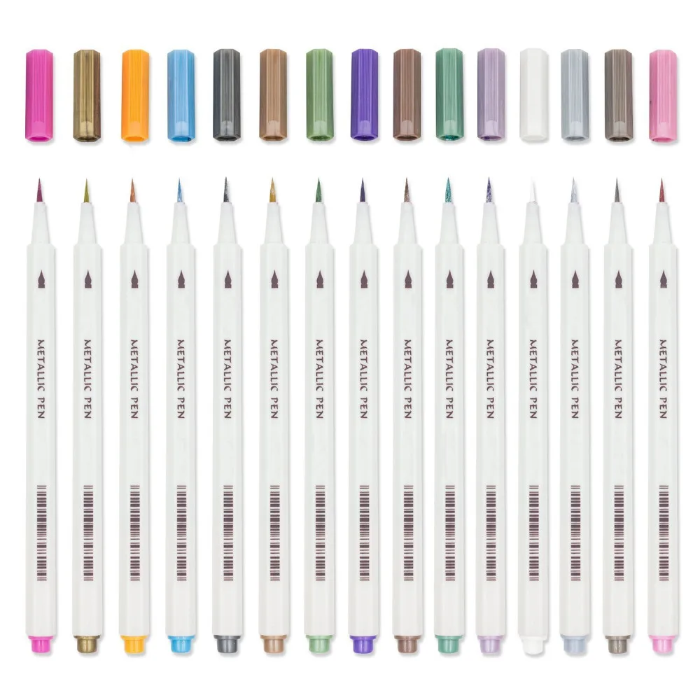 

Metallices Permanent Paint Markers Pens -Fine Point Metal Art Brush Tip Markers For Glass Paint,Painting Rocks,Black Paper,Photo