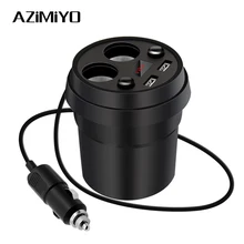 AZiMiYO Dual USB Автомобильное зарядное устройство для Xiaomi iPhone автомобильное зарядное устройство с 2 гнездами прикуривателя для gps DVR зарядное устройство