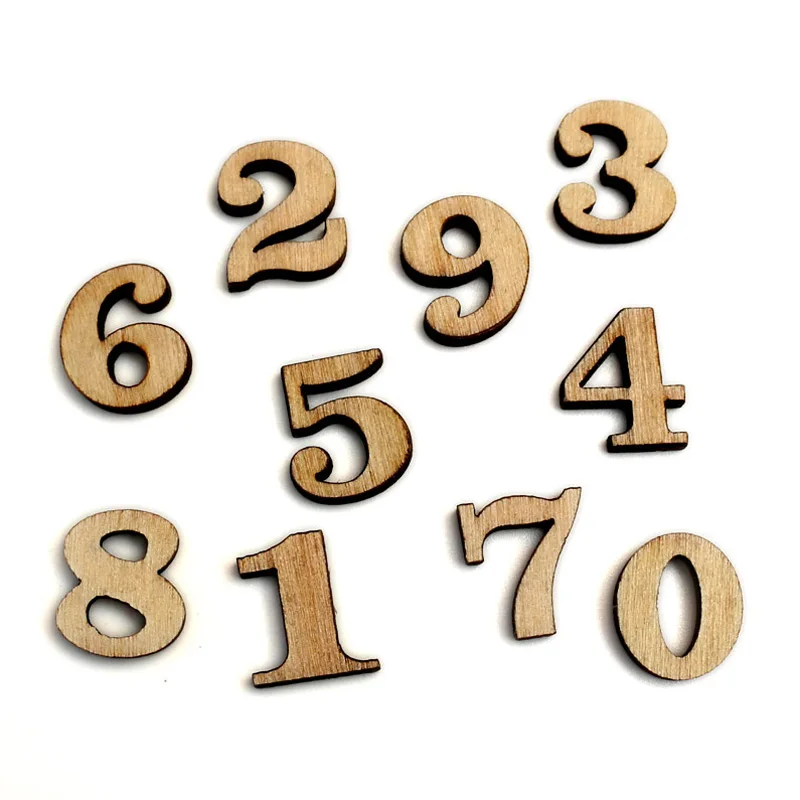 50/100/200pcs Mixed Number Wood Craft Embellishments MDF Wooden Cutout Flatbacks Scrapbooking for Cardmaking DIY Art Decoration