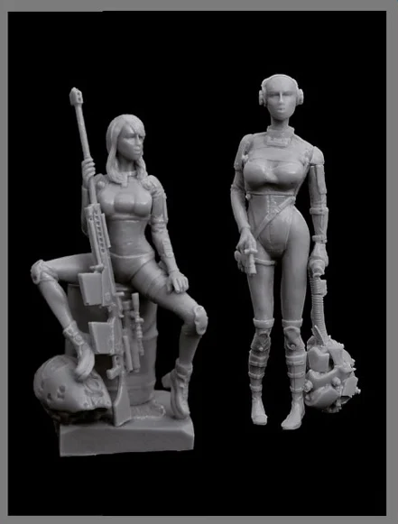 

Assembly Unpainted Scale 1/35 Woman hunters cyborgs set soldier figure Historical Resin Model Miniature Kit