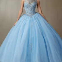 Голубое пышное платье бальное платье с открытыми плечами милые вечерние платья с бисером vestido de baile 16