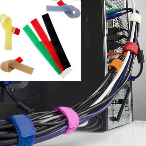 

8Pcs Nylon Cable Ties Adhesive Fastener Reusable Magic Sticky Tape Hook Power Wire Loop Marker Strap Wraps Velcroe Wire Tie