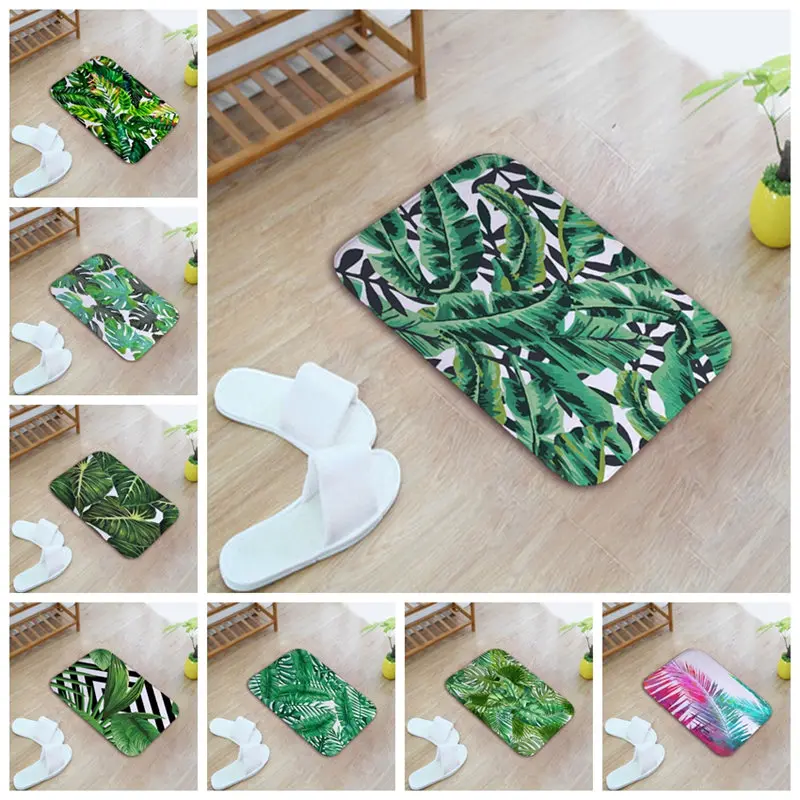 

Watercolor beautiful pure and fresh and green 40*60cm Entrance Indoor Coral Fleece Non-slip Floor Mat Doormat