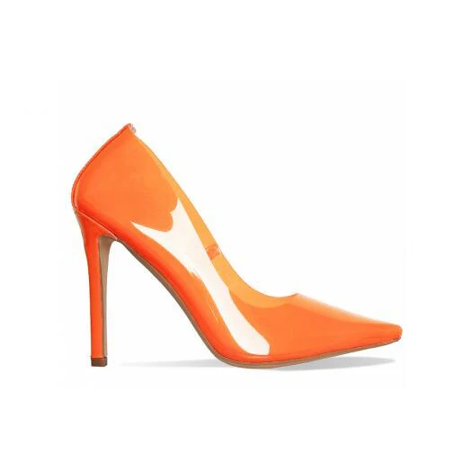orange transparent heels
