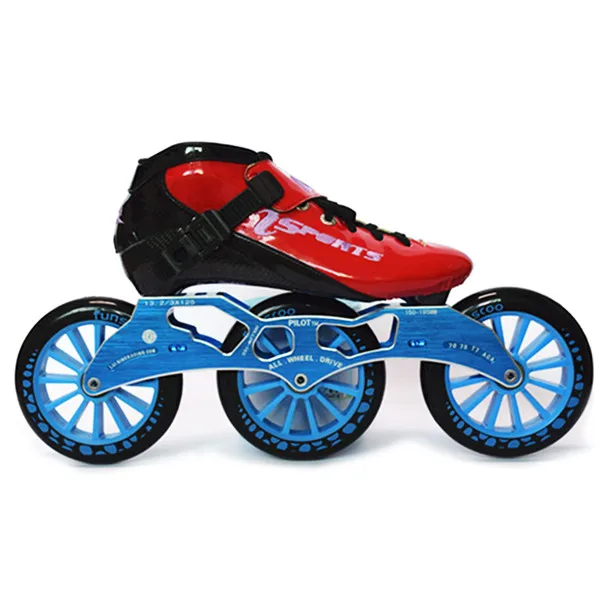 Red Blue ISPORTS скоростные роликовые коньки из углеродного волокна для соревнований 3*125 мм уличные гоночные коньки для детей и взрослых SH56 - Цвет: Red Blue
