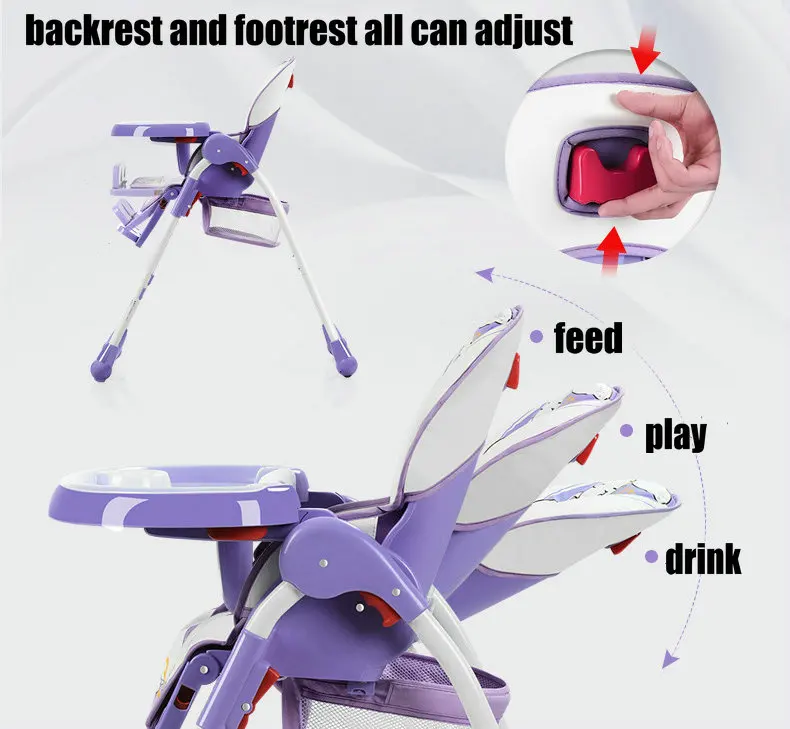 Cadeira de Jantar do Bebê Ajustar a Altura Cadeira de Alimentação Cadeira de Uma Shenma Crianças Cadeira Portátil Criança Ajustável Multifuncional Dobra Chave 6 feeding chair