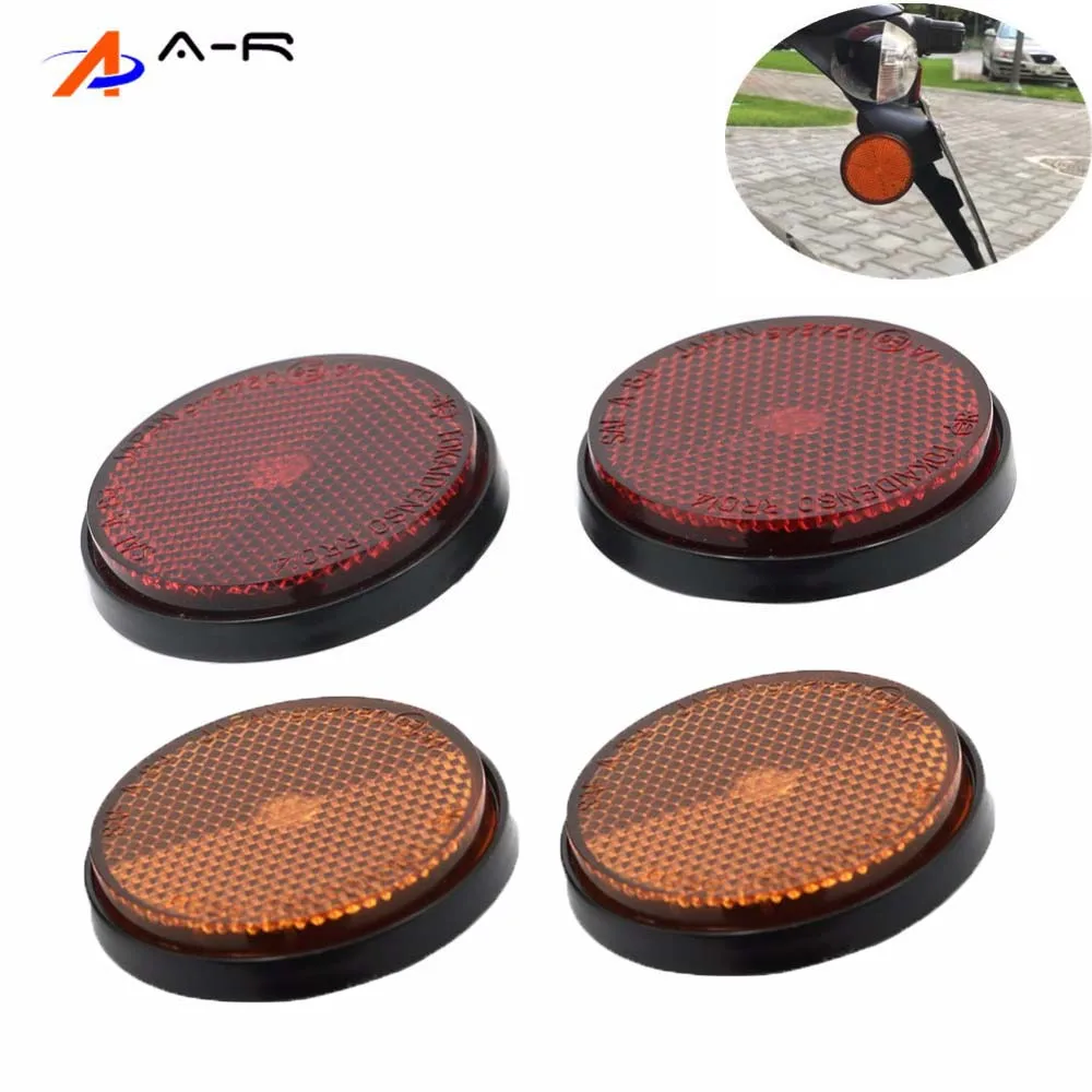 

2pcs Round Orange Side Fork Leg Reflector Reflective Warning Plate Stickers Safety Sign Universal Motorcycle ATV Dirt Bike Red