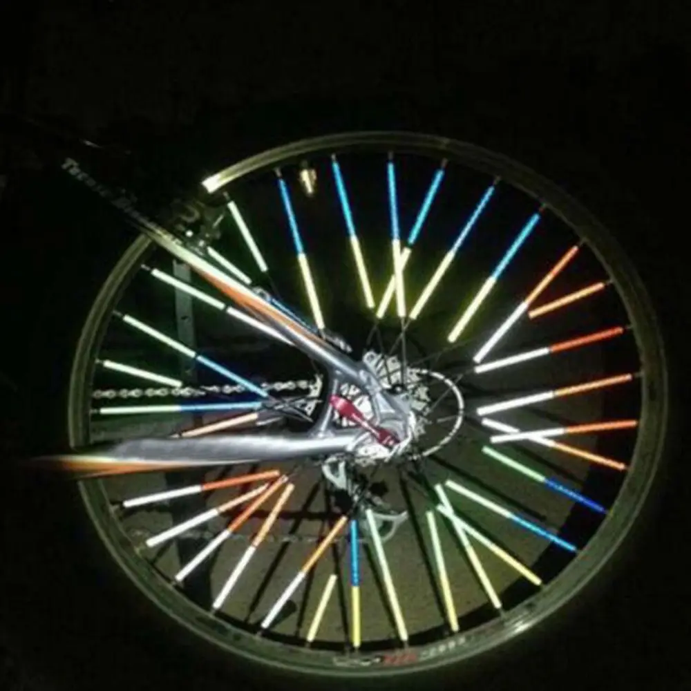 12 шт. велосипедные спицы отражатели наклейки велосипедные колеса провода светоотражающие ленты с наклейками Крепление зажим трубчатая лента велосипедные наклейки